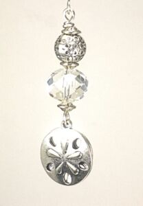 Silver Sand Dollar and Clear Faceted Glass Ceiling Fan Pull Chain