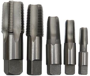Drill America – POUCSNPT5 5 Piece NPT Pipe Tap Set (1/8″, 1/4″, 3/8″, 1/2″ and 3/4″), Plastic Pouch Case, POU Series