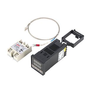 PID Temperature Controller Kit, Digital PID REX-C100 Temperature Controller + 40A Solid State Relay + K Thermocouple GD, AC100-240V