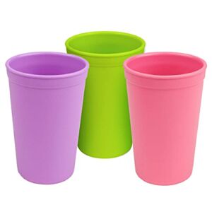 Re-Play Made in the USA 3pk Drinking Cups for Baby and Toddler – Purple, Green, Bright Pink (Butterfly)