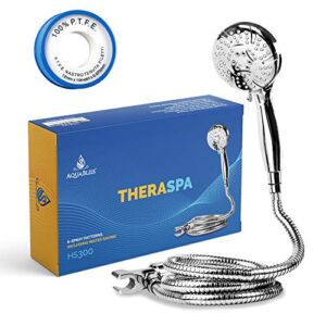 AquaBliss TheraSpa Hand Shower – 6 Mode Massage Shower Head with Hose High Pressure to Gentle Water Saving Mode – 6.5 FT No-Tangle Handheld Shower Head with Extra Long Hose & Adj. Mount | Chrome