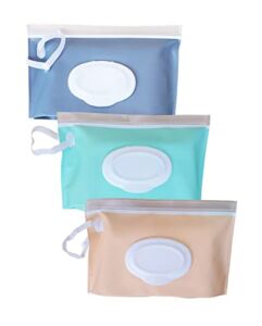 Baby Wipe Case Travel Holder | Keeps Wipes Moist | Set of 3 Wet Wipes Holders Cases | Portable Travel On The Go Refillable Dispenser Container, by purifyou