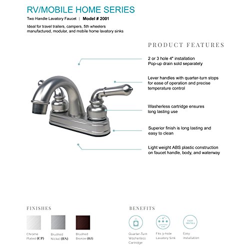 Builders Shoppe 2001BN RV Mobile Home Non-Metallic Centerset Lavatory Faucet, Brushed Nickel Finish | The Storepaperoomates Retail Market - Fast Affordable Shopping