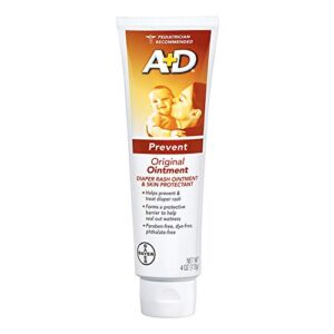 A+D Original Diaper Rash Ointment, Baby Skin Protectant With Lanolin and Petrolatum, Seals Out Wetness, Helps Prevent Diaper Rash, 4 Ounce Tube