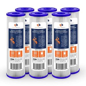 Aquaboon 1 Micron 10″ x 2.5″ Pleated Sediment Water Filter Cartridge | Universal Replacement for Any 10 inch RO Unit | Compatible with R50, 801-50, WFPFC3002, WB-50W, SPC-25-1050, WHKF-WHPL, 6-Pack