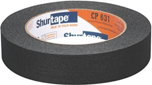 Shurtape CP 631 General Purpose Grade, Medium-High Adhesion Colored Masking Tape, Social Distancing Marking, 24mm x 55m, Black, Case of 36 Rolls (189115)