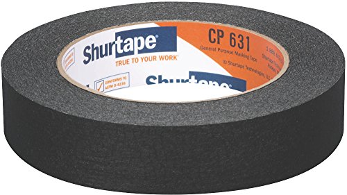 Shurtape CP 631 General Purpose Grade, Medium-High Adhesion Colored Masking Tape, Social Distancing Marking, 24mm x 55m, Black, Case of 36 Rolls (189115) | The Storepaperoomates Retail Market - Fast Affordable Shopping