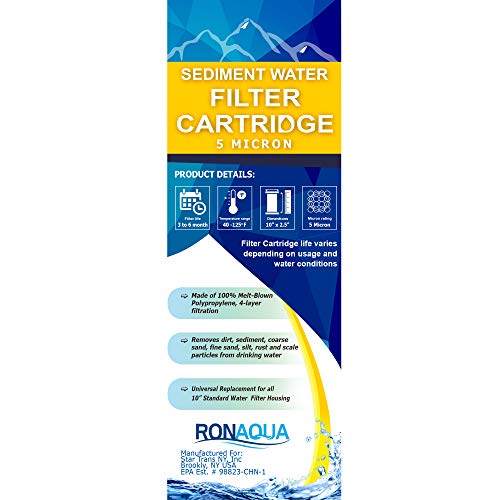 5 Micron Sediment Water Filter Cartridge 10″x 2.5″, Four Layers of Filtration, Removes Sand, Dirt, Silt, Rust, Made from Polypropylene for any RO Units or Whole House Water Filtration Systems 6 Pack | The Storepaperoomates Retail Market - Fast Affordable Shopping