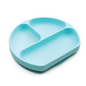 Bumkins Silicone Grip Dish, Suction Plate, Divided Plate, Baby Toddler Plate, BPA Free, Microwave Dishwasher Safe – Blue