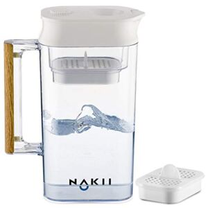 Nakii Water Filter Pitcher – Long Lasting 150 Gallons, Supreme Fast Filtration and Purification Technology, Removes Chlorine, Metals & Fluoride for Clean Tasting Drinking Water, WQA Certified,
