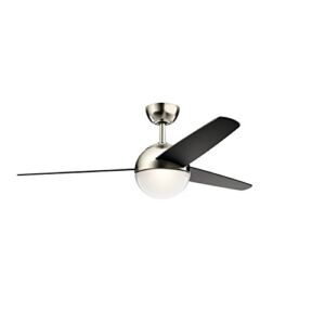 KICHLER 300710PN Protruding Mount, 3 Silver Blades Ceiling fan with 17 watts light, Polished Nickel