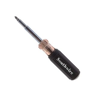Southwire Tools & Equipment 59723940 12-In-1 Multi-Bit Screwdriver, Interchangeable Bits, Comfort Grip Handle, hex 1/4″, 5/16″, 3/8″; Phillips #1,2,3; slotted SL4-5,SL6-8,sl8-10, and square #1,2