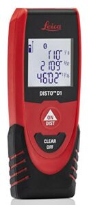 Leica DISTO D1 120ft Laser Distance Measure with Bluetooth 4.0, Black/Red