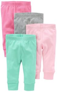 Simple Joys by Carter’s Baby Girls’ Pant, Pack of 4, Mint Green/Pink/Grey, 18 Months