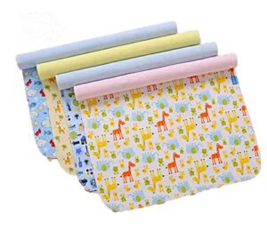 Monvecle 4pcs Pack Baby Infant Waterproof Cotton Changing Pads Washable Resuable Diapers Liners Mats (4pcs Pack-18″x12″)