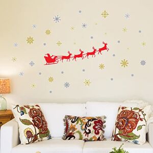 WALPLUS Santa’s Sleigh Christmas Decorations Clearance for Home Indoor Wall Stickers Merry Christmas Decor Wall Murals Decals Living Room Children Nursery Restaurant Cafe Hotel Home Decor