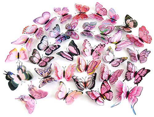 DAGOU Mixed of 12PCS 3D Pink Butterfly Wall Stickers Decor Art Decorations | The Storepaperoomates Retail Market - Fast Affordable Shopping