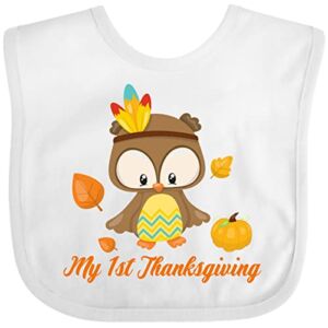 Inktastic My First Thanksgiving Owl Baby Bib White 275d5