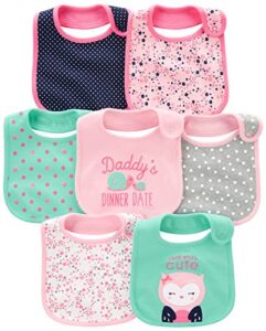 Simple Joys by Carter’s Baby Girls’ Teething Bibs, Pack of 7, Pink/Mint Green, One Size