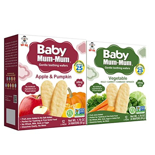 Baby Mum-Mum Rice Rusks, 2 Flavor Variety Pack, 24 Pieces (Pack of 4) 2 Each: Apple & Pumpkin, Vegetable Gluten Free, Allergen Free, Non-GMO, Rice Teether Cookie | The Storepaperoomates Retail Market - Fast Affordable Shopping