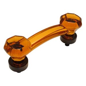 5 Pack – Cosmas 6397ORB-A Oil Rubbed Bronze with Amber Glass Cabinet Handle Pull – 3″ Inch (76mm) Hole Centers
