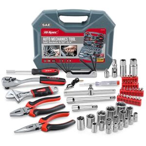 Hi-Spec Tools 67pc SAE Auto Mechanics Hand Tool Kit Set. Complete Car, Motorcycle, Engine & Garage Repairs with Sockets, Ratchet Wrench, Pliers & More