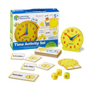 Learning Resources Time Activity Set – 41 Pieces, Ages 5+ Teaching Clocks for Kids, Telling Time, Homeschool Supplies, Kindergartner Learning Activities