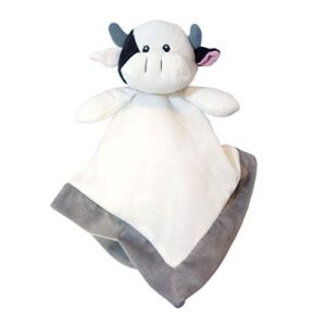 Lovey Security Blanket 12 inch Square Stuffed Animal Baby Blankie for Girls or Boys (Cow) by Baberoo, 12 Inch (Pack of 1)