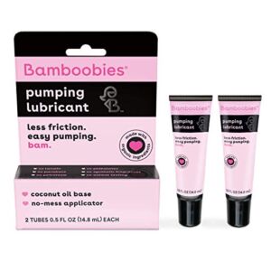 Bamboobies Women’s Breast Pump Lubricant and Nipple Cream, Coconut Oil Base, Cream for Breastfeeding, 0.5 Oz Tube, Made in the USA (2 Tubes)