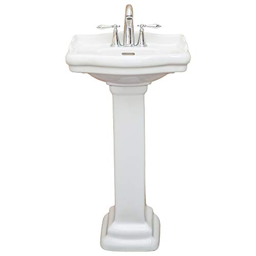 Fine Fixtures, Roosevelt White Pedestal Sink – 18 Inch Vitreous China Ceramic Material (4 Inch Faucet Spread hole) | The Storepaperoomates Retail Market - Fast Affordable Shopping