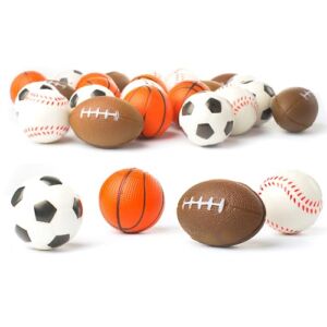 Set of 24 Sports 2.5″ Stress Balls – Includes Soccer Ball, Basketball, Football, Baseball Squeeze Balls for Stress Relief, Party Favors, Ball Games and Prizes, Stocking Stuffers – Bulk 2 Dozen Balls