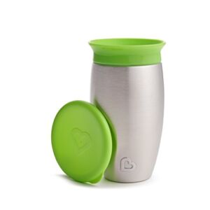Munchkin Miracle Stainless Steel 360 Sippy Cup, Green, 10 Ounce (Pack of 1)