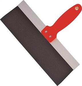 Edward Tools Blue Steel Taping Knife 12” – Pro Tapered blade for close to corner use without scraping wall – Hi-visiblity ergonomic handle – Rust proof steel – Perfect flex – Lifetime warranty
