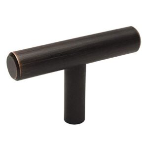 25 Pack – Cosmas 404ORB Oil Rubbed Bronze Solid Steel Construction 3/8 Inch Slim Line Euro Style Cabinet Hardware T-Knob – 2″ Overall Length