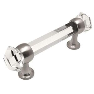 5 Pack – Cosmas 6393SN-C Satin Nickel with Clear Glass Cabinet Handle Pull – 3″ Inch (76mm) ole Centers