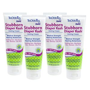 TriDerma Baby Stubborn Diaper Rash Healing Cream, Helps Treat and Prevent Diaper Rashes, 4.0 oz each, 4 Pack