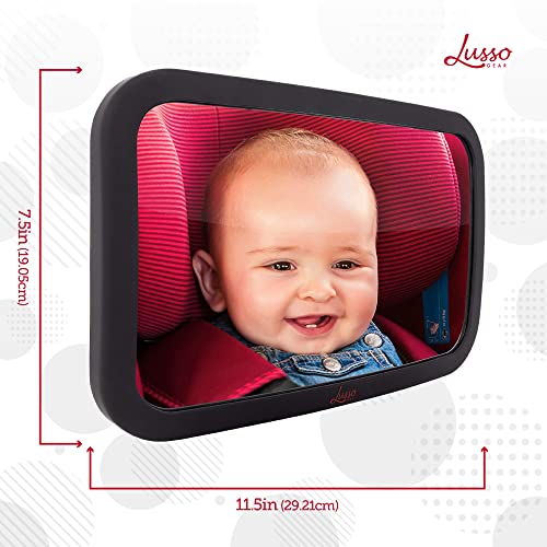Lusso Gear Baby Backseat Mirror for Car. Largest and Most Stable Mirror with Premium Matte Finish, Crystal Clear View of Infant in Rear Facing Car Seat – Secure and Shatterproof (Black) | The Storepaperoomates Retail Market - Fast Affordable Shopping