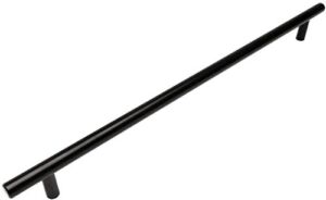 Cosmas 305-320FB Flat Black Cabinet Hardware Euro Style Bar Handle Pull – 12-5/8″ Inch (320mm) Hole Centers, 15″ Overall Length