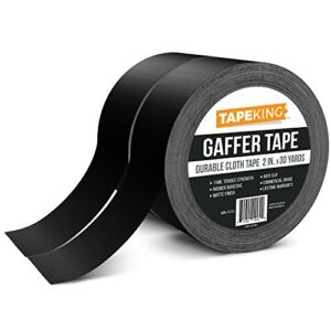 Tape King Gaffers Tape (2-Roll Pack) – 2” W x 30 Yards Per Roll (180 ft) – Cloth Matte Black Backing – Rubber Adhesive Leaves No Residue – Secure Cords to Stages – Great for Concerts and Weddings