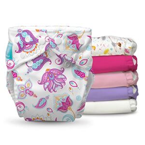 Charlie Banana Baby 2-in-1 Reusable Fleece Cloth Diapering System, Reusable and Washable, 6 Diapers and 12 Inserts, Girly, One Size
