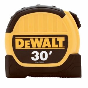 DeWalt DWHT36109 1-1/8″ x 30 ft. Standard Tape Measure, Belt Clip, Yellow/Black
