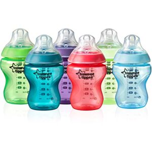 Tommee Tippee 522597 Closer to Nature 9-oz Fiesta Colored Baby Bottles, 6pk