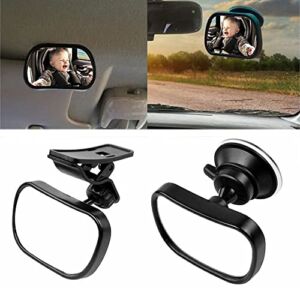 Baby Car Mirror, Universal Baby Rear View Mirror for Car Seat Backseat Mirror Rear Facing Car Seat Mirrors with Suction Cup and Clip, 360°Safety Adjustable Car Mirror for Infant, Newborn By Liangxiang