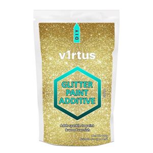 V1RTUS Gold Glitter Paint Crystal Additive 100g / 3.5oz for Acrylic, Latex, Emulsion – use Interior/Exterior – Wall, Ceiling, Wood, Metal, Varnish, Dead Flat, Matte, Soft Sheen or Silk