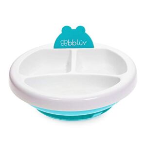 bblüv – Platö – Warming Feeding Plate – 3 Compartments with Suction Base for Baby to Toddler (Aqua) – BPA and Phthalate Free, 7.25×2.25×7.25 Inch (Pack of 1)