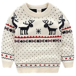 MULLSAN® Children’s Fireplace Lovely Sweater for Christmas Best Gift (2T, White)