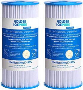 GOLDEN ICEPURE 5 Micron 10″ x 4.5″ Whole House Sediment Pleated Water Filter Compatible for DuPont WFHDC3001, GE FXHSC, Culligan R50-BBSA, R50-BB, W50PEHD, GXWH40L, CP5-BBS 2-PACK
