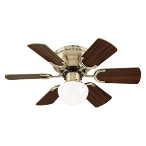 Westinghouse Lighting 7215800 Petite Indoor Ceiling Fan with Light, 30 Inch, Antique Brass