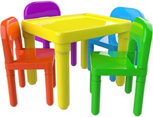 Kids Activity Table and Chairs Set – Toddler Activity Chair Best for Toddlers Reading, Train, Art, Crafts, Play-Room (4 Childrens Seats with 1 Table Sets) Little Kid Children Furniture Accessories