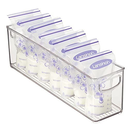 mDesign Plastic Long Stackable Storage Organizer Container, Organization Bin with Handles for Kitchen, Pantry, Fridge, Freezer, Cabinet. Perfect to Hold Breast Milk in the Refrigerator – 2 Pack, Clear | The Storepaperoomates Retail Market - Fast Affordable Shopping